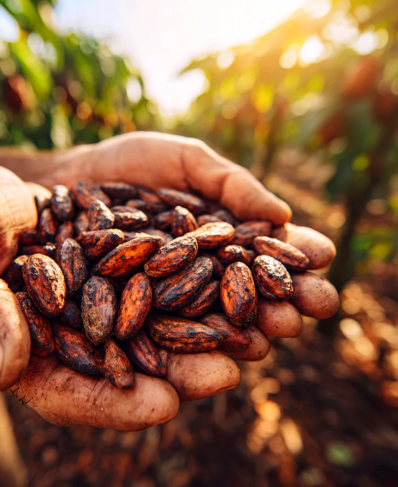 Fèves de cacao séchant au soleil de Guinée